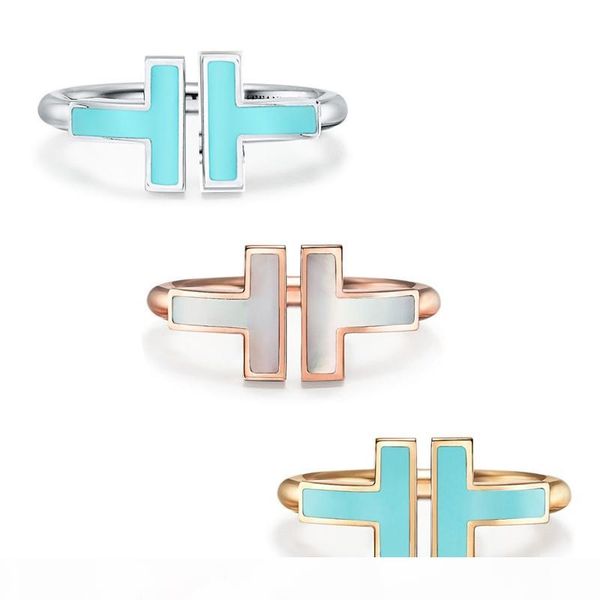 

luxury jewelry finger ring s925 sterling silver rings for women wedding open t rings designer letter tiff style wedding rosegold love rings
