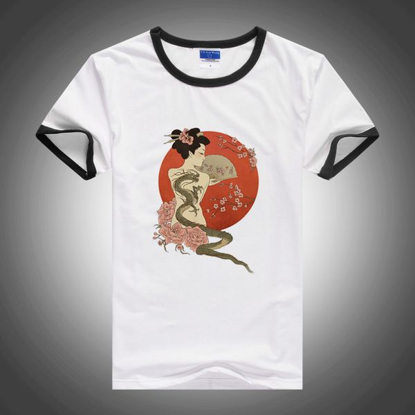 

traditional geisha dragon women/men t-shirt gothic fashion tshirts anime shirt vintage polyester oversized t shirt harajuku tees