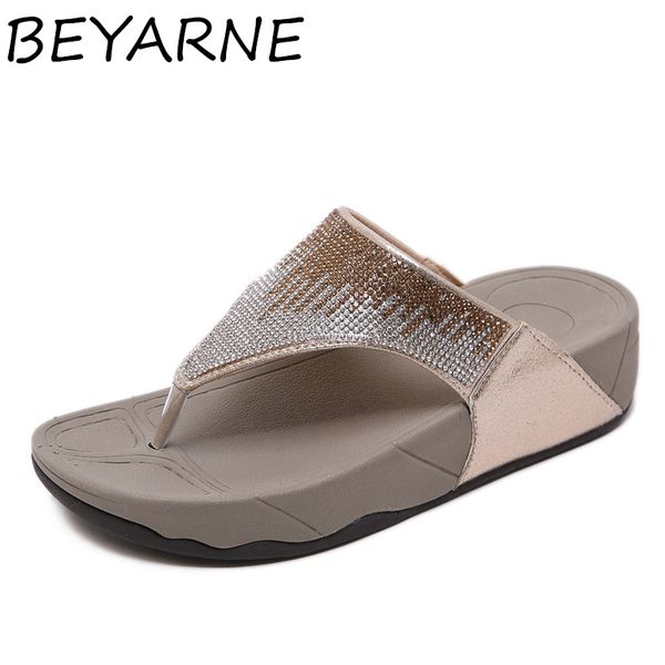 

beyarne rubber flip-flops on a wedge heel beach shoes sequins slides women slippers outdoor platform pantofle med hawaiian clog, Black