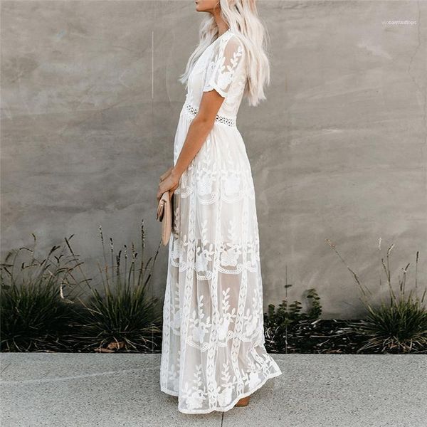 

deep v lace ladies casual dresses vacation floral embroidery female straight dresses womens summer see through bohemian dresses, Black;gray