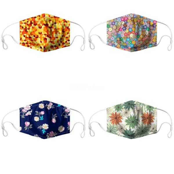 

anti dust face mouth mask dustproof anti-l washableice silk designer printed masks#519, Black