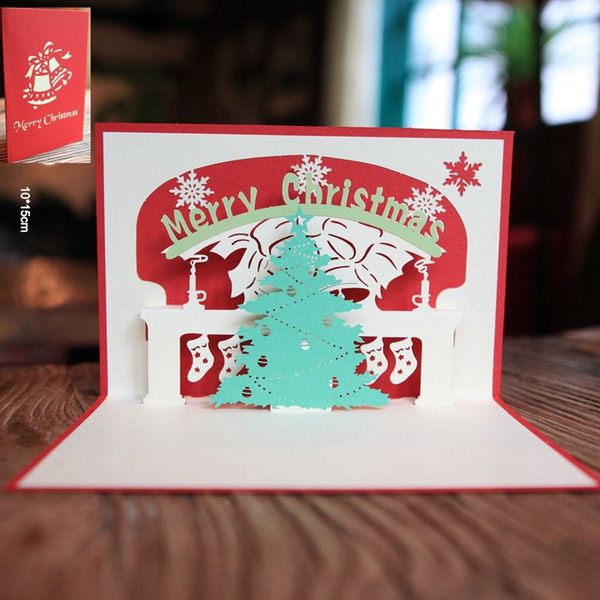 

happy new year 3d laser cut christmas tree gifts greeting card postcard merry xmas up card holiday children gift
