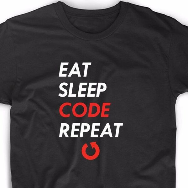 

eat sleep code t shirt funny geek math nerd computer tee tech programmer coder t shirt 2019 new hip-hop cotton leisure tees