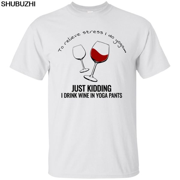 

men t-shirts fashion shubuzhi rude tee round neck yoga and wine t-shirt i drink wine in yoga funny ladies quote t-shirts