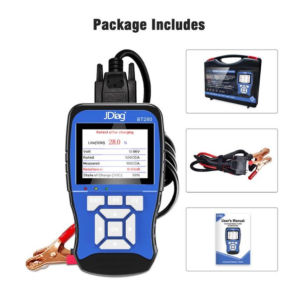 

jdiag bt280 12v universal battery tester for car
