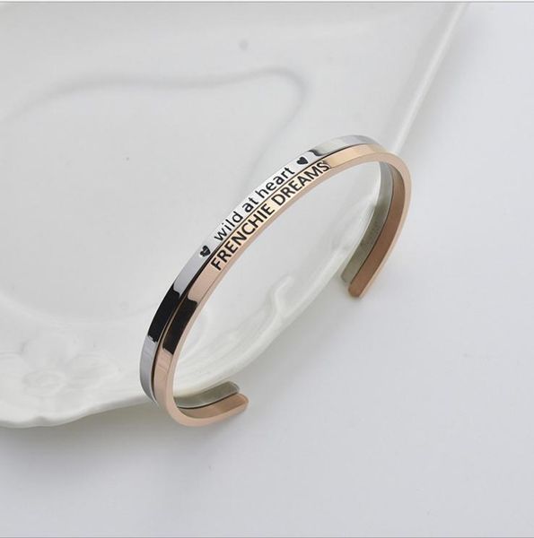 

popular c - type open titanium steel jewelry bracelet male and female couple creative double engraved, Black