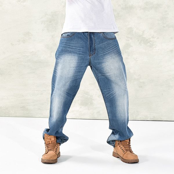 

men's jeans loose hip hop denim pants autumn winter fashion men plus size 46 baggy long trousers male bottoms hiphop, Blue