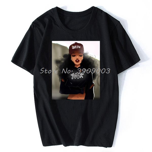 

черная девочка магия poppin tshirt queen меланин печати harajuku hip hop rock black tshirt лето футболка мужчины хлопок тис harajuku
