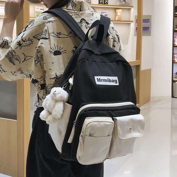 

hocodo fashion women backpack waterproof nylon multi-pocket schoolbag for teenage large capacity travel backpack backbag