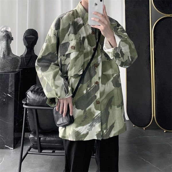 

autumn korean camo jacket men's fashion casual cotton tactical jackets mens streetwear loose hip-hop bomber jacket men m-2xl, Black;brown