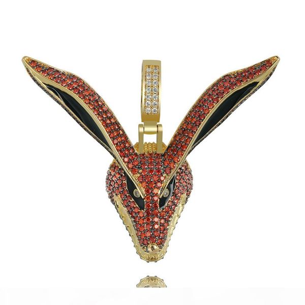 

hip hop gold naruto kurama fox pendant necklace micro pave zircon iced out animal jewelry man women gift, Silver