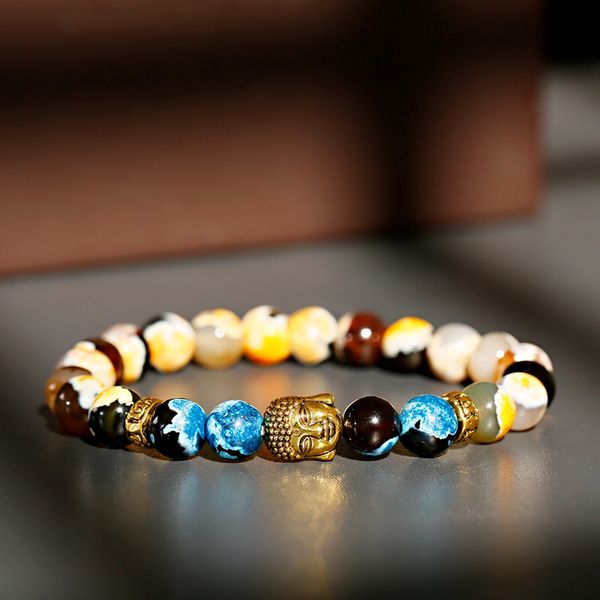 

natural stone beads buddhism bracelet for women ethnic chakra yoga bracelet men jewelry bileklik pulseras hombre, Black