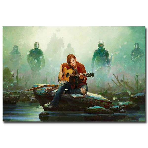 

the last of us silk wall poster print zombie survival horror action tv game pitcures 12x18 20x30 24x36" girl playing guitar