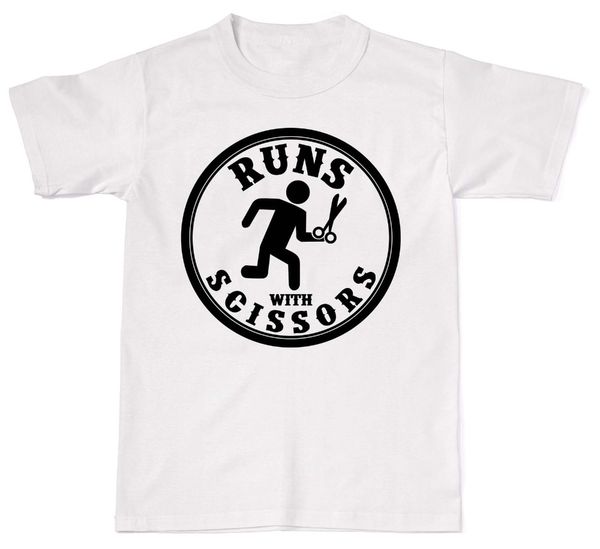 

2019 summer sale fashion runs with scissors funny humour offensive rude t-shirt cotton