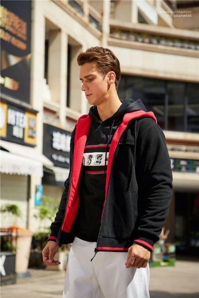 

thick coat mens casual zipper fly sweatshirt mens designer cardigan hoodies fashion loose, Black