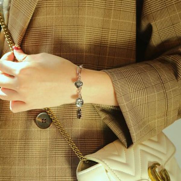 

love square brand bracelet titanium steel frosty style korean ladies trend bracelet jewelry valentine's day gift, Black