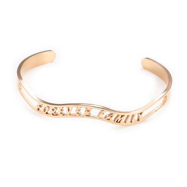 

stainless steel hollow letters bracelet forever family affection bangle women bracelets jewelry 2020 new wholesale, Black