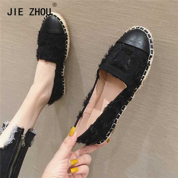 

autumn new women loafers canvas women shoes fashion slip-on sewing shoes woman casual ballet flats female sneakers, Black