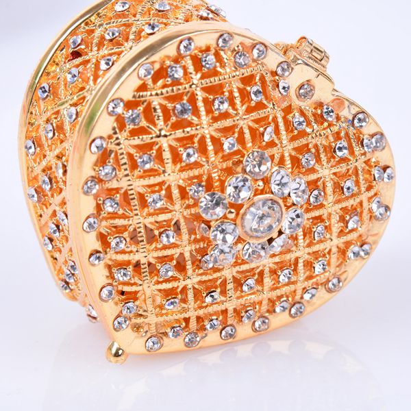 

gold heart shaped сплава коробка ювелирных изделий для женщин металлические украшения box с rhinestone свадебный подарок для невесты bridesm, Black;white