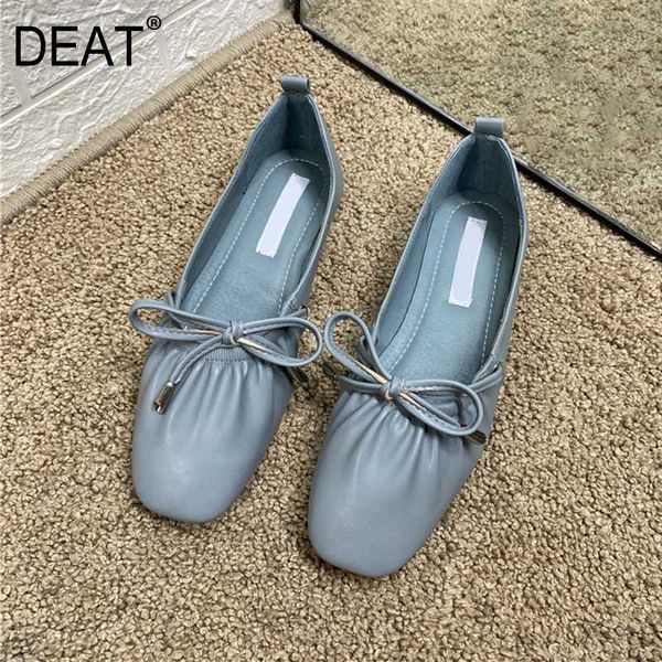 

deat] 2020 square toe shallowpleated bowknot soft pu leather simple single flat shoes women new spring autumn fashion 10i541, Black