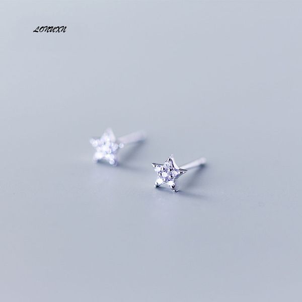 

other fashion all-match s925 silver diamond pentagram women stud exquisite gift accessories jewelry for beloved earrings, Golden;silver