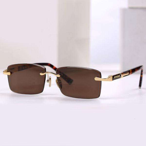 

vazrobe rimless sunglasses men women natural glass sun glasses for man vintage brown brand heavy lens anti scratch uv400 n5ak, White;black