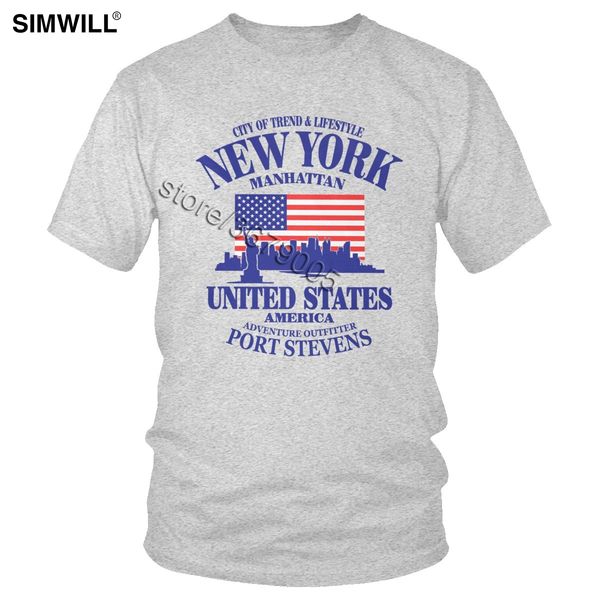 

new york usa tee for men cotton urban manhattan city t shirt short sleeve national pride t-shirt regular fit streetwear