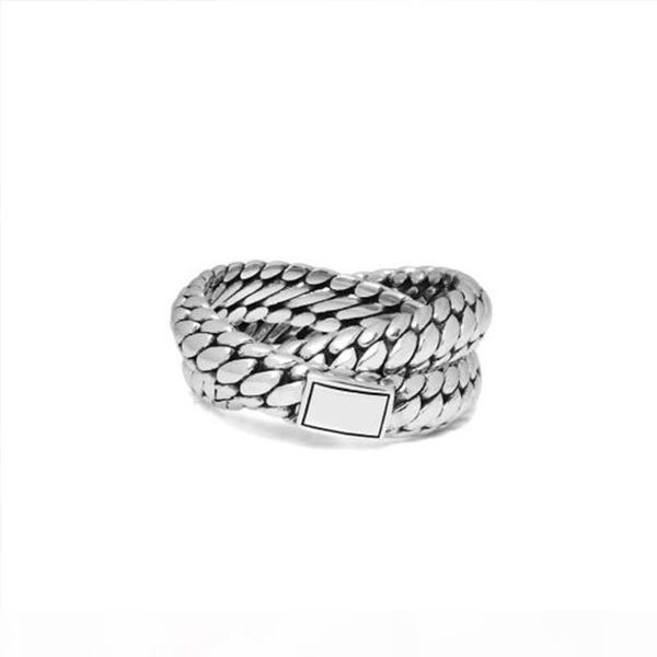 

2019 new retro jewelry biker buddha ring double chain 316lstainless steel bicycle punk chain men ring vr385, Silver