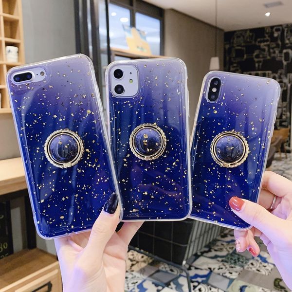 

cgjxs360 finger metal ring foil case for iphone 11 pro max xr xs max x 8 7 6 luxury bling sparkle sequin foil soft tpu confetti flake skin c