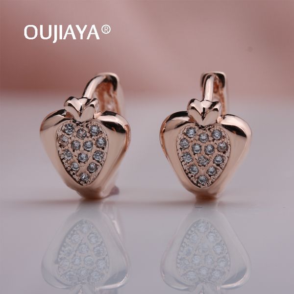 

oujiaya new apple round dangle earrings 585 rose gold micro wax inlay natural zircon earrings women fashion jewelry wedding a216, Silver