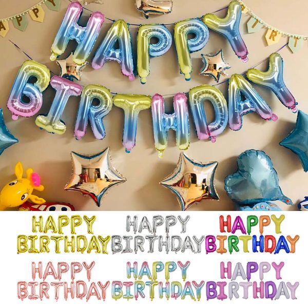 

13pcs/set 16 inch happy birthday letter balloons gold silver foil alphabet balloon birthday party decoration kids adults ballons
