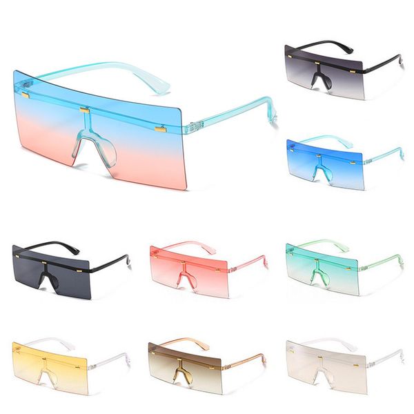 

oversized rimless square sunglasses women fashion flat one-piece sun glasses candy color vintage rectangle shades eyewear, White;black