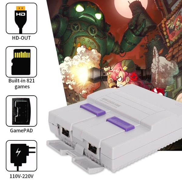 

retro game console super mini snes tv game player with gamepads 821 hd games gaming box machine games collection