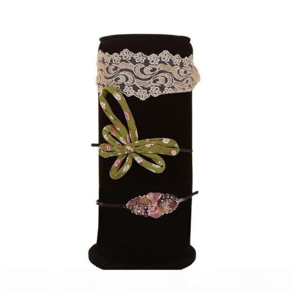 

вертикальный черный бархат жирный обруча рамки оголовье держатель аксессуары для волос ювелирных изделий держателя стойки дисплея стойки пол, Black;white