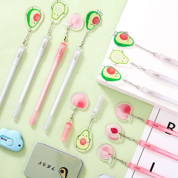 

0.5mm kawaii sweet peach and avocado pendant gel pen ink pen promotional gift stationery school & office supply