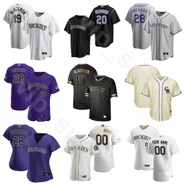 

new 2020 baseball 19 charlie blackmon jersey 28 nolan arenado 27 trevor story 43 sam hilliard 26 david dahl team man woman youth, Blue;black