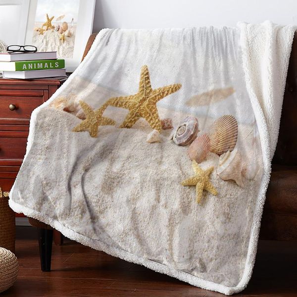 

blankets winter cashmere blanket sea beach starfish flannel fleece throws travel cover wrap anti-allergy anti-static micr