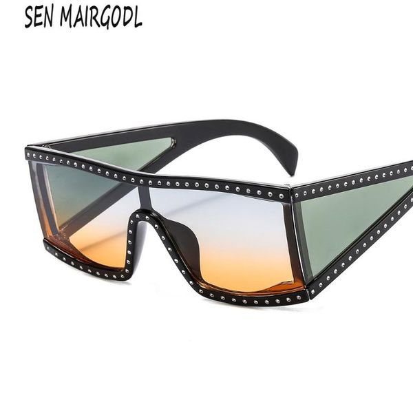 

2020 square sunglasses women men with rhinestones siamese gradient square sun glasses wholesale decorative glasses, White;black