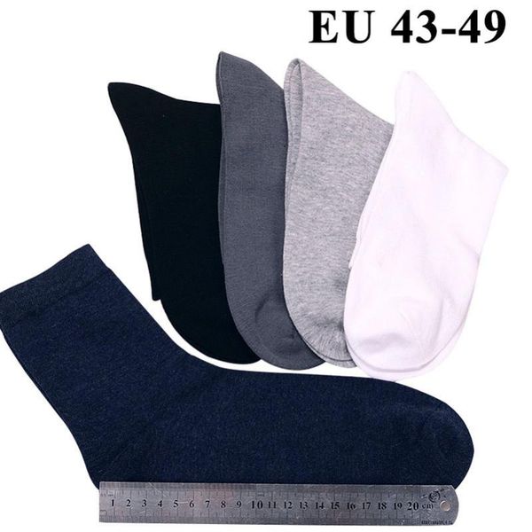 

10pcs=5 pairs men cotton socks plus extra large big size 45,46,47,48,49 business dress socks long tube crew meias calcetines sox, Black