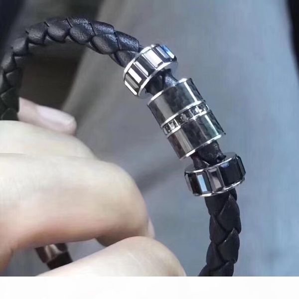 

titanium steel genuine leather bracelet for women men fashion cuff bracelets & bangles rope flowers jewelry wholesale, Golden;silver