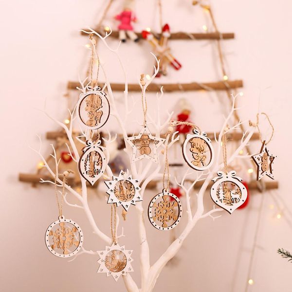 

round home xmas ornaments pendant wooden white tree new edge decor ornaments christmas year five hanging star new bbypsk lipper