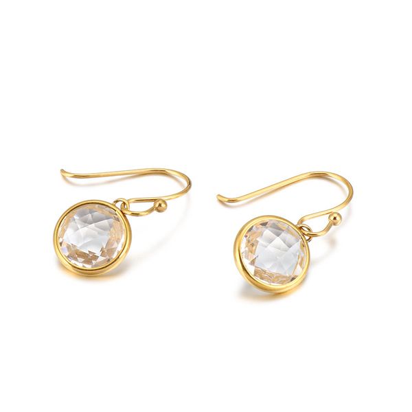 

hoop & huggie style titanium steel drop earrings korean temperament female ear jewelry, Golden;silver