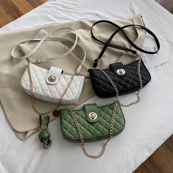 

youth ladies simple versatile bag women chain handbag tote lattice pattern pu leather lady elegant shoulder bags