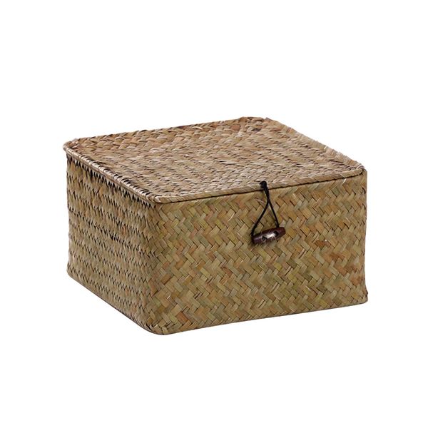 

box storage basket seagrass with lid organizer hand woven multipurpose dustproof