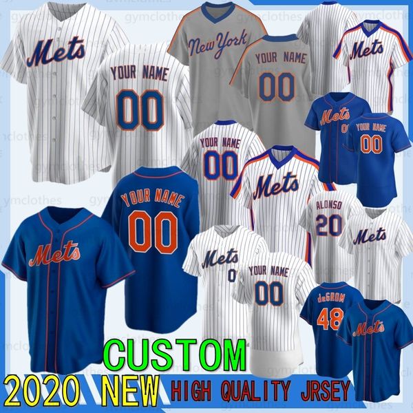

custom 20 pete alonso 2020 mets jerseys 48 jacob degrom darryl strawberry keith hernandez dwight gooden 31 piazza baseball jersey, Blue;black