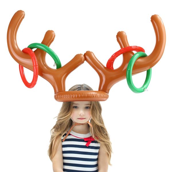 

christmas santa funny reindeer antler christmas gifts inflatable reindeer hat antler ring toss holiday party game toys