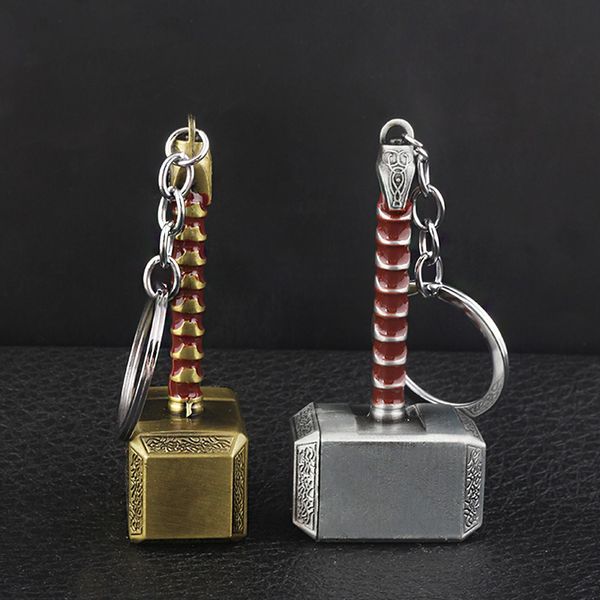 

movie jewelry accessories hero the alliance figure thor hammer keychain iron man keyring, Silver