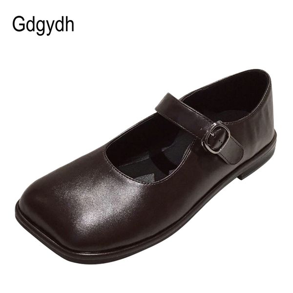 

gdgydh spring sen small leather shoes female retro mary jane shoes buckle flat big head doll single lolita high quality, Black