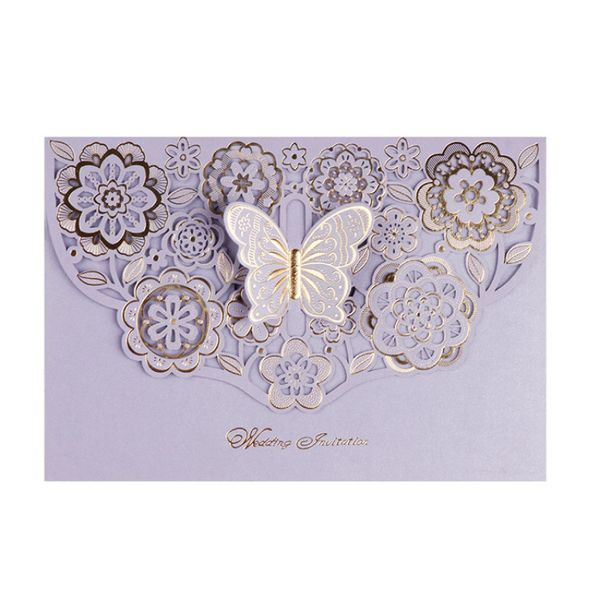 

1pcs butterfly flower laser cut wedding invitation cards business cards greeting card printing wedding decoration party supplies