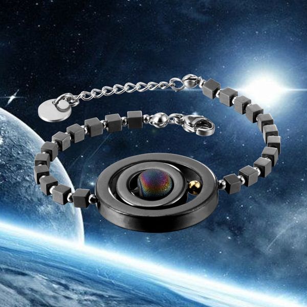 

creative hematite men bracelet simulation planetary universe stars surrounding trail natural stone beads bracelets for women, Golden;silver